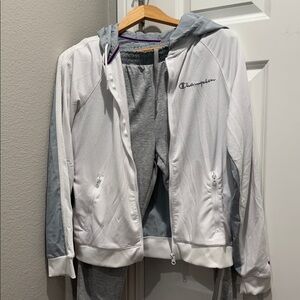 Champion White and Gray Hoodie Set